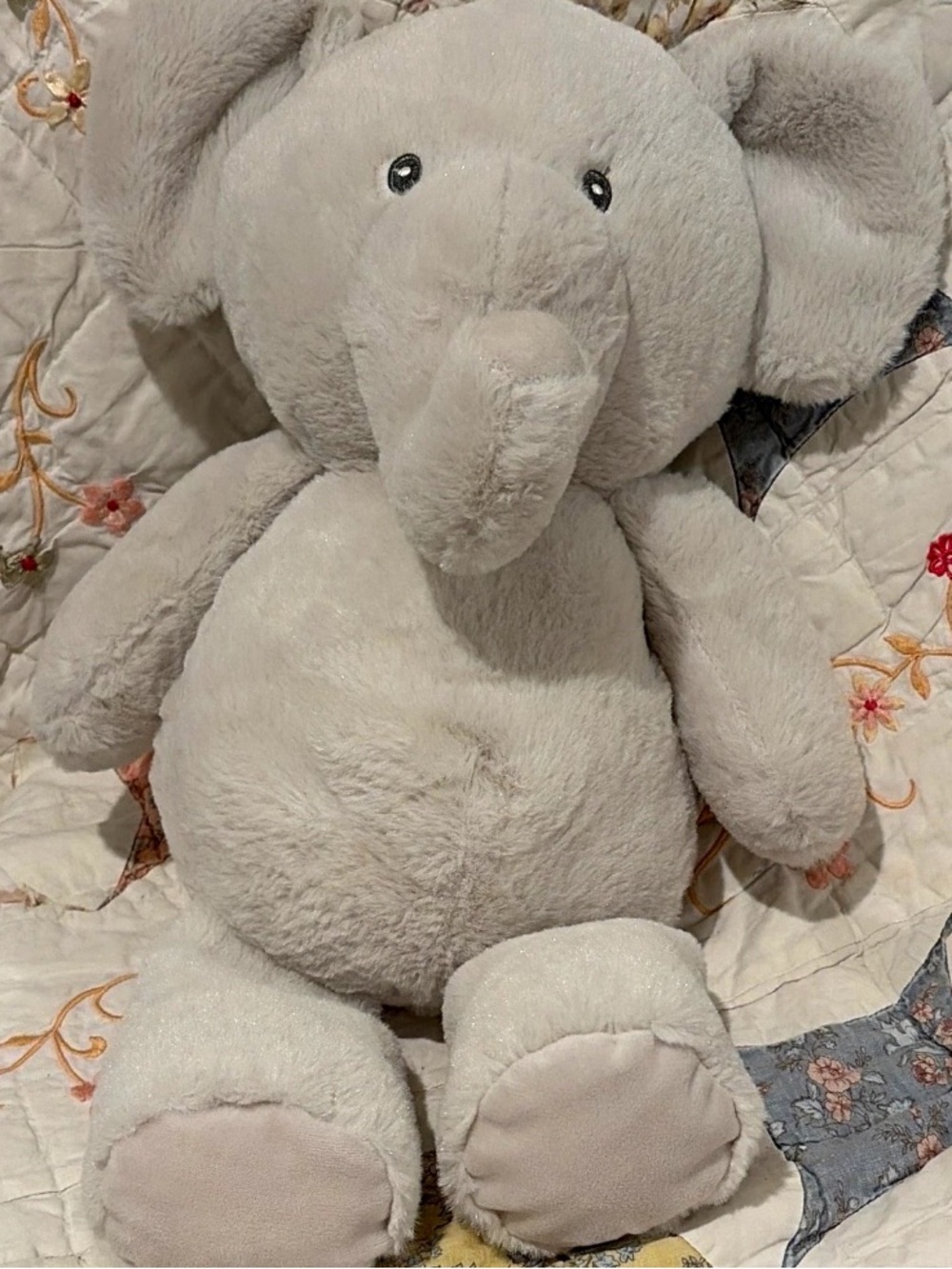 2021 Kellytoy KellyBaby Jazwares Gray Elephant Plush Rattle Crinkle Ears 16”